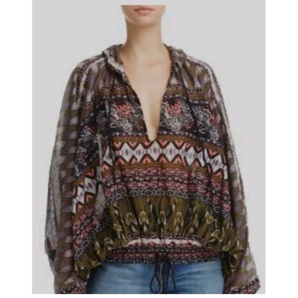 Free People Hold On Tight Gauze Pullover Hoodie Top Dolman Sleeve Women's XS - Picture 15 of 15